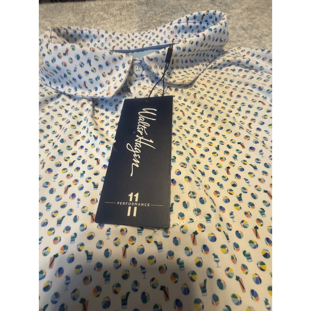 Walter Hagen Performance  Golf Polo Shirt 2X Tropical Beach Cocktail‎ Print NWT